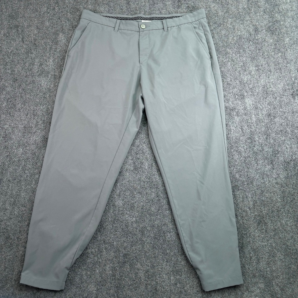 PRIMO Pants Mens 36 Short (Fits 36x26) Gray Performance Golf Zip‎ Ankle